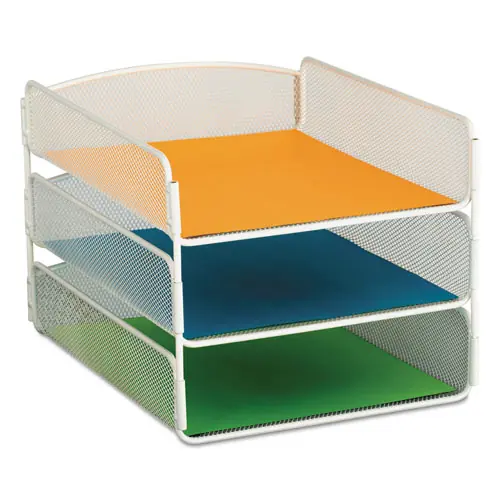 Safco® Onyx Desk Tray, 3 Sections, Letter Size, White