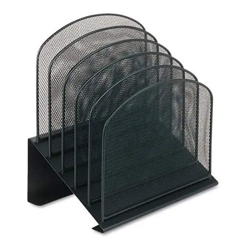 Safco® Onyx Mesh Desk Organizer with Tiered Sections, 5 Sections, Black