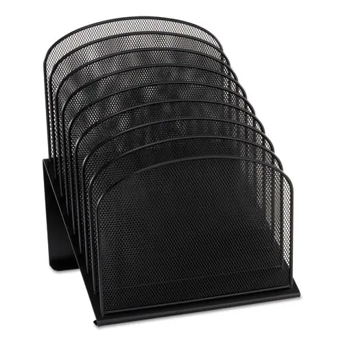 Safco® Onyx Mesh Desk Organizer with 8 Tiered Sections, Black, 11.75" x 10.75" x 14"