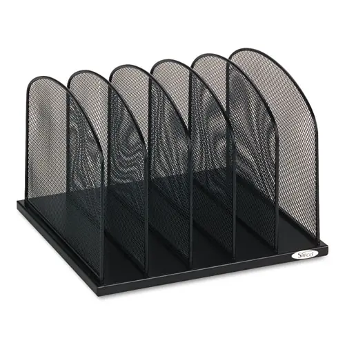 Safco® Onyx Mesh Desk Organizer with Upright Sections, 5 Sections, Black