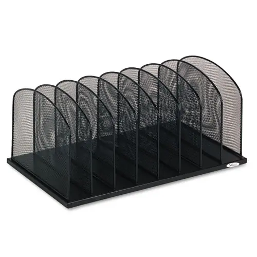 Safco® Onyx Mesh Desk Organizer with 8 Upright Sections, Black