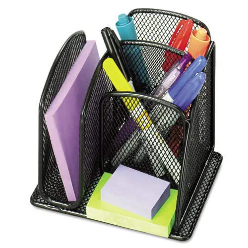 Safco® Onyx Mesh Mini Organizer, 3 Compartments, Steel, Black