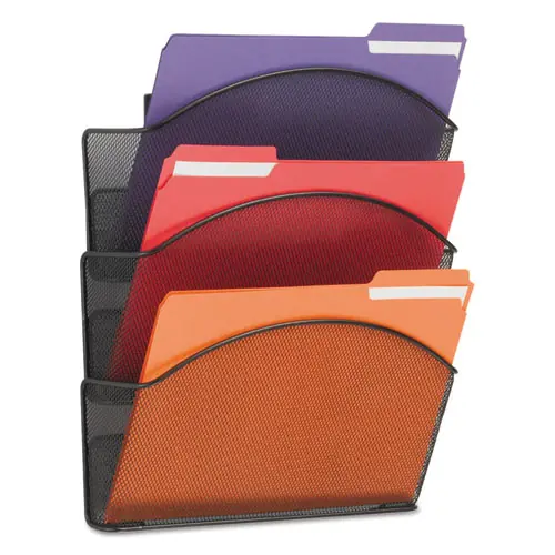 Safco® Onyx Mesh Wall Pockets, 3 Sections, Letter Size, Black