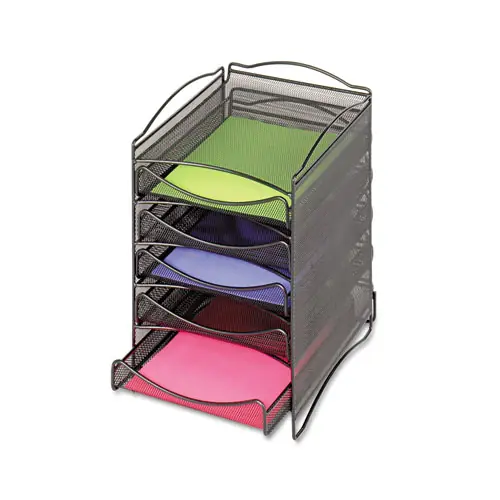 Safco® Onyx Stackable Literature Organizer, Five-Drawer, Black