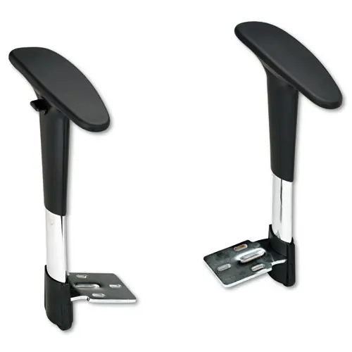 Safco® Optional Height-Adjustable T-Pad Arms for Safco Metro Extended-Height Chairs, Black/Chrome, 2/Set