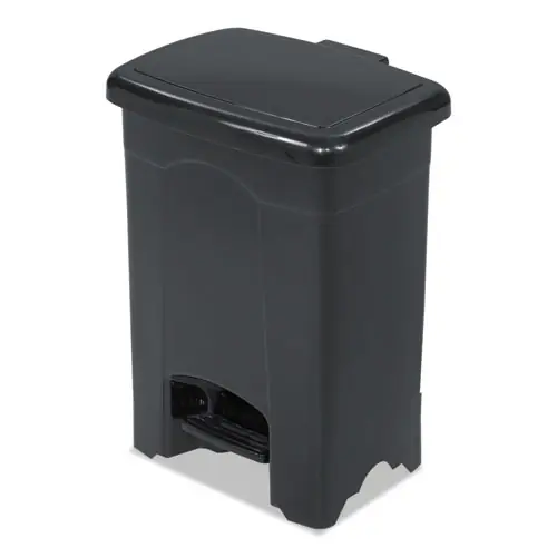 Safco® Plastic Step-On Receptacle, 4 gal, Plastic, Black