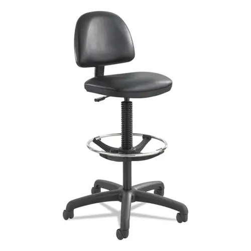 Safco® Precision Extended-Height Swivel Stool, Adjustable Footring, Supports 250 lb, 23" to 33" Seat Height, Black Vinyl, Black Base