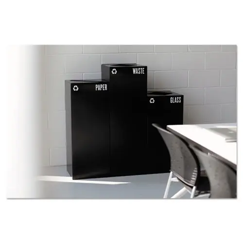 Safco® Public Square Recycling Receptacles, Paper Recycling, 42 gal, Steel, Black