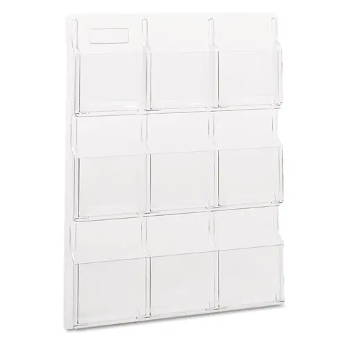 Safco® Reveal Clear Literature Display, 9 Compartments, Clear Plastic, Wall Mountable