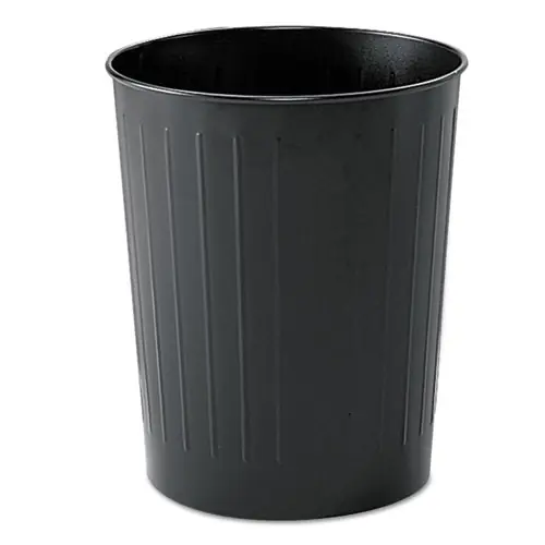 Safco® Round Wastebasket, Steel, Black, 23.5 qt