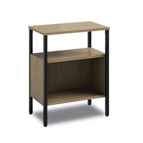 Safco® Simple Storage, Two-Shelf, Walnut, 23.5" W x 14" D x 29.6" H
