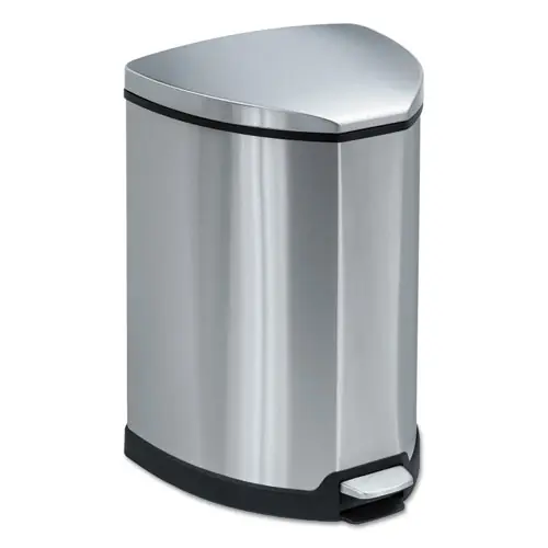 Safco® Step-On Receptacle, 4 gal, Stainless Steel, Chrome/Black