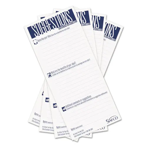 Safco® Suggestion Box Cards, 3.5 x 8, White, 25/Pack