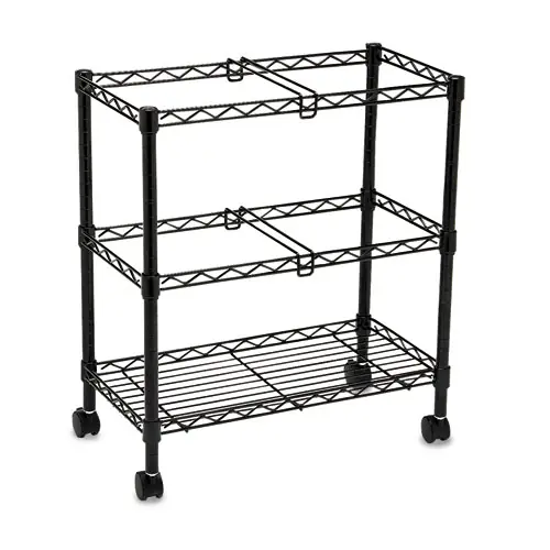 Safco® Two-Tier Rolling File Cart, Metal, Black, 3 Bins, 25.75"W x 14"D x 29.75"H