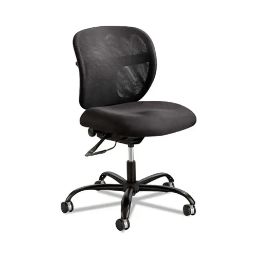 Safco® Vue Intensive-Use Mesh Task Chair, Supports Up to 500 lb, 18.5" - 21" Seat Height, Black Vinyl, Black Base