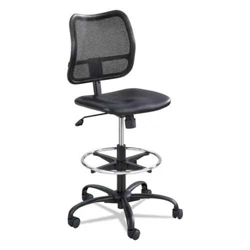 Safco® Vue Series Mesh Extended-Height Chair, Supports Up to 250 lb, 23" to 33" Seat Height, Black Vinyl Seat, Black Base