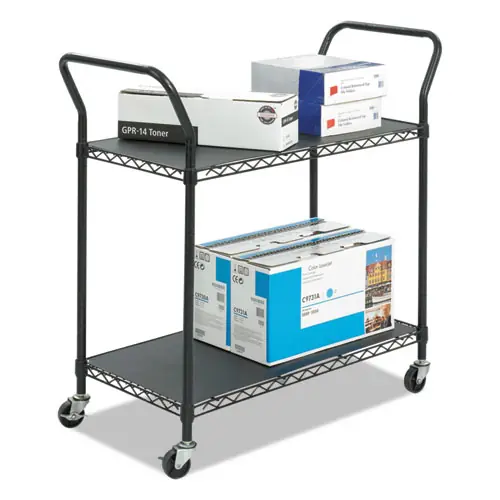 Safco® Wire Utility Cart, Metal, 2 Shelves, Black