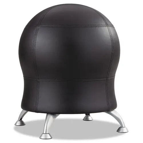 Safco® Zenergy Ball Chair, Backless, Supports Up to 250 lb, Black Vinyl Seat, Silver Base