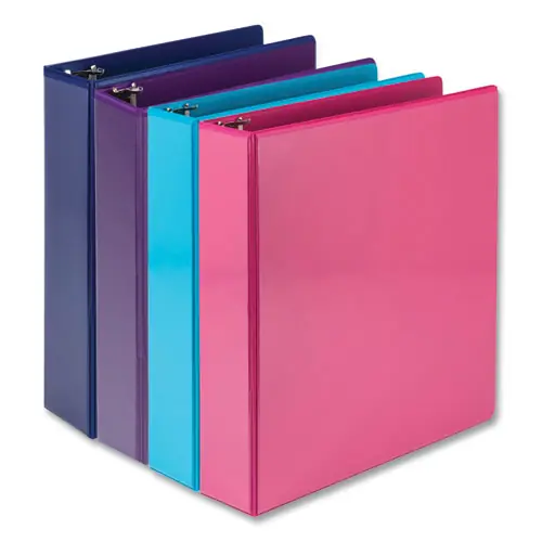 Samsill® Durable D-Ring View Binders, 3 Rings, 2" Capacity, 11 x 8.5, Blueberry/Blue Coconut/Dragonfruit/Purple, 4/Pack