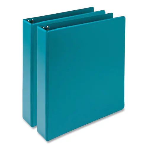 Samsill® Earth's Choice Plant-Based Economy Round Ring View Binders, 3 Rings, 1.5" Capacity, 11 x 8.5, Teal, 2/Pack