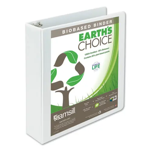 Samsill® Earth's Choice Plant-Based Round Ring View Binder, 3 Rings, 2" Capacity, 11 x 8.5, White