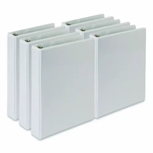 Samsill® Economy Round Ring View Binders, 3 Rings, 1" Capacity, 8.5 x 5.5, White, 6/Carton