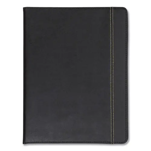 Samsill® Slimline Padfolio, Leather-Look with Faux Reptile Trim, Black
