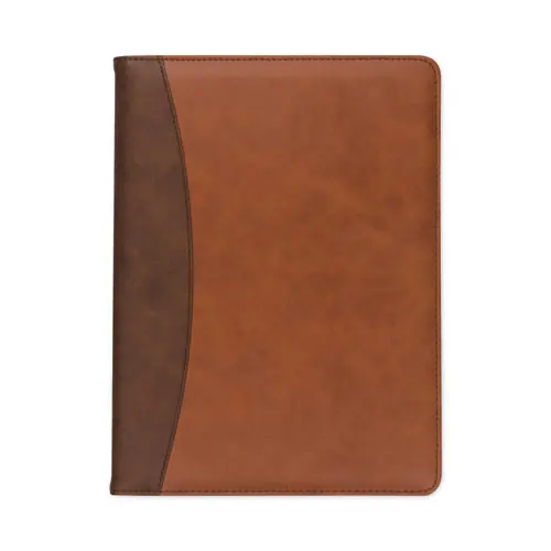 Samsill® Two-Tone Padfolio with Spine Accent, Polyurethane, Tan/Brown