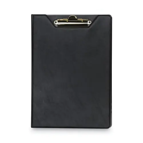 Samsill® Value Padfolio, Heavyweight Sealed Vinyl, Brass Clip, Inside Front Pocket, Black