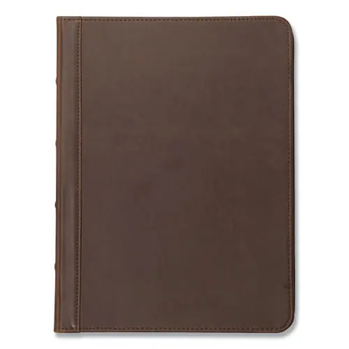Samsill® Vintage Hardback Zipper Portfolio, Vinyl, Dark Brown, 11 x 8.5