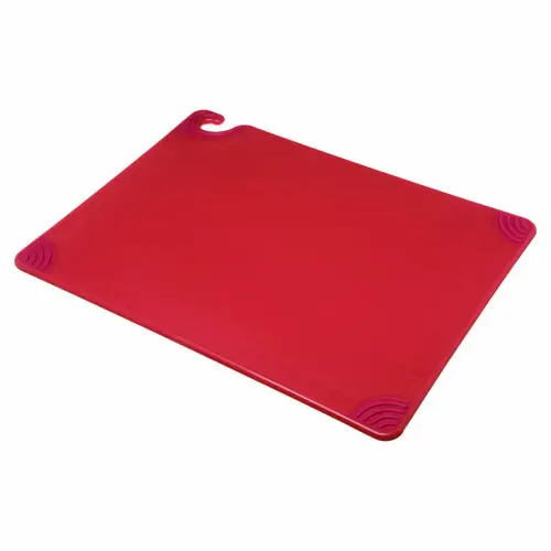 San Jamar® Saf-T-Grip Cutting Board, Plastic, Red