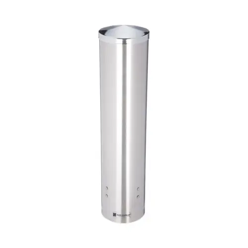 San Jamar® Water Cup Dispenser with Removable Cap, Stainless Steel, 6/Carton