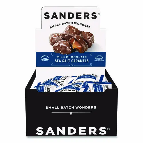 Sanders® Small Batch Wonders Snack-Size Milk Chocolate Sea Salt Caramels, 0.5 oz, Individually Wrapped, 48/Box