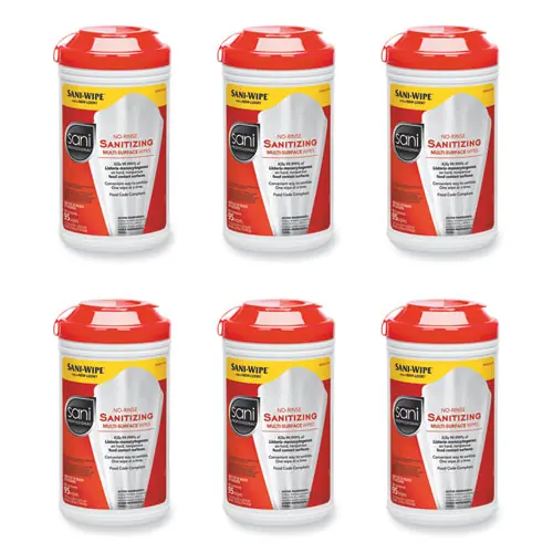 Sani Professional® No-Rinse Sanitizing Multi-Surface Wipes, Unscented, White, 95/Container
