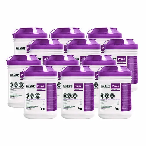 Sani Professional® Sani-Cloth Prime Germicidal Disposable Wipes, Large, Unscented, 160 Wipes/Canister, 12 Canisters/Carton