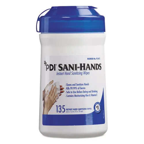 Sani Professional® Sani-Hands ALC Instant Hand Sanitizing Wipes, 135 Wipes/Canister, 12 Canisters/Carton