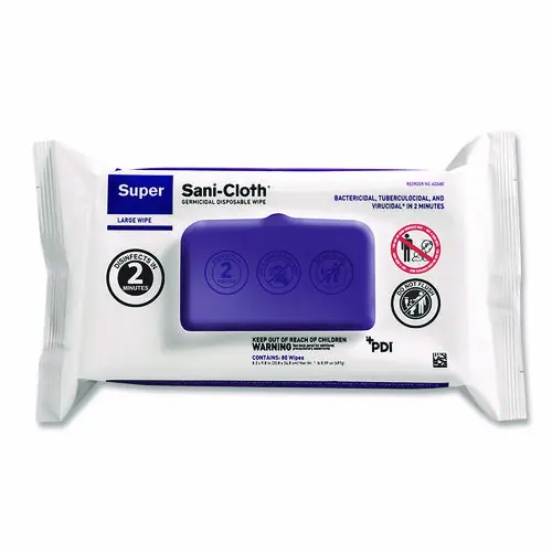 Sani Professional® Super Sani-Cloth Germicidal Disposable Wipes, Large, 80 Wipes/Pack, Unscented, White