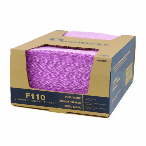 SaniWorks® Choice Counter Foodservice Wiper, 1-Ply, 12 x 21, Pink/White, 200/Carton