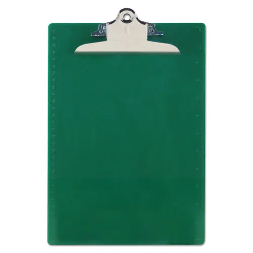 Saunders Recycled Plastic Clipboard with Ruler Edge, 1" Clip Capacity, Green