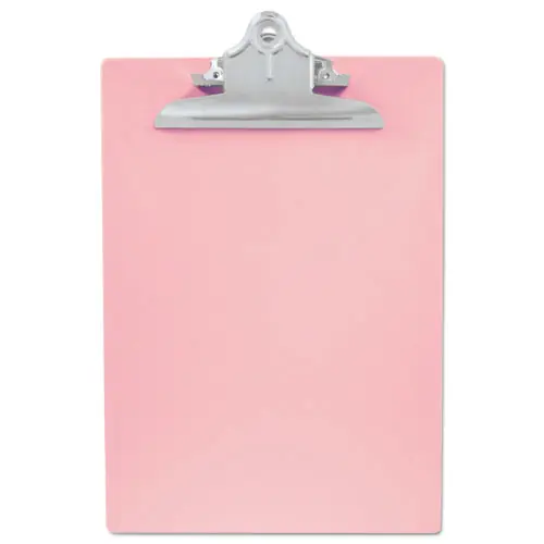 Saunders Recycled Plastic Clipboard with Ruler Edge, Pink, 1" Clip Capacity, Fits 8.5" x 11" Sheets