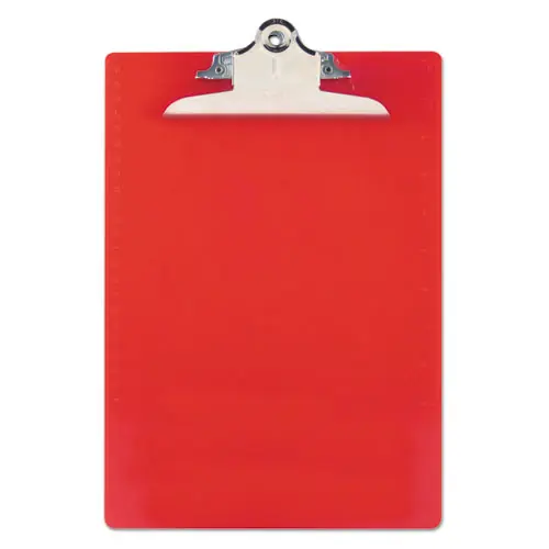 Saunders Recycled Plastic Clipboard with Ruler Edge, Red, 1" Clip Capacity, Holds 8.5 x 11 Inch Sheets