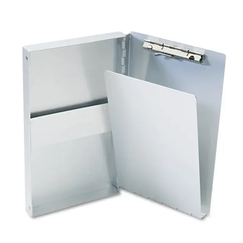 Saunders Snapak Aluminum Side-Open Forms Folder, 0.38" Clip Capacity, Holds 5 x 9 Sheets, Silver
