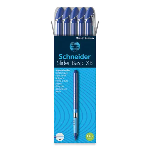 Schneider® Slider Basic Ballpoint Pen, Extra-Bold 1.4 mm, Blue Ink, Blue Barrel, 10/Box