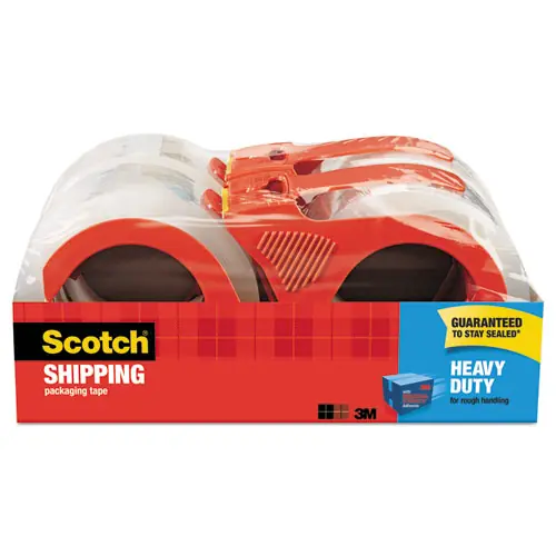Scotch® 3850 Heavy-Duty Packaging Tape with Dispenser, Clear, 4/Pack