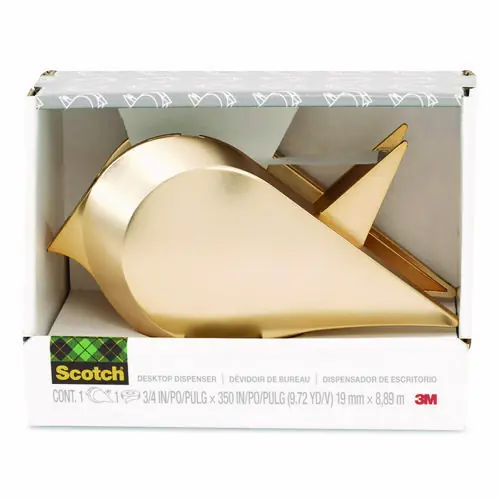 Scotch® Bird Desktop Tape Dispenser, Metallic Gold, 1" Core