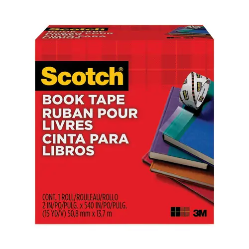 Scotch® Book Tape, 3" Core, 2" x 15 yds, Clear