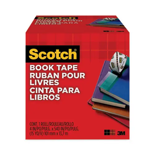 Scotch® Book Tape, 4" x 15 yds, Clear, 3" Core