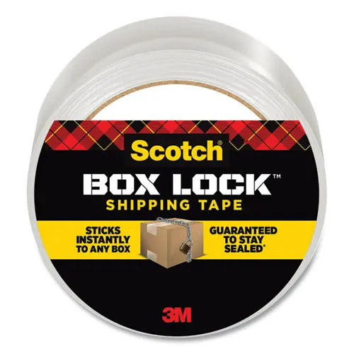 Scotch® Box Lock Shipping Packaging Tape, 3" Core, Clear, 1.88" x 54.6 yds