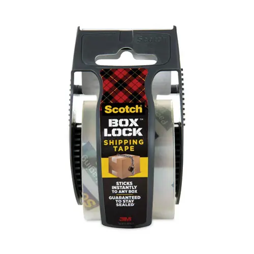 Scotch® Box Lock Shipping Packaging Tape with Dispenser, Clear, 1.88" x 22.2 yds, 1.5" Core