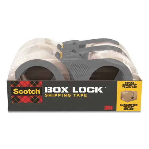 Scotch® Box Lock Shipping Packaging Tape with Dispenser, Clear, 1.88" x 54.6 yds, 4 Pack